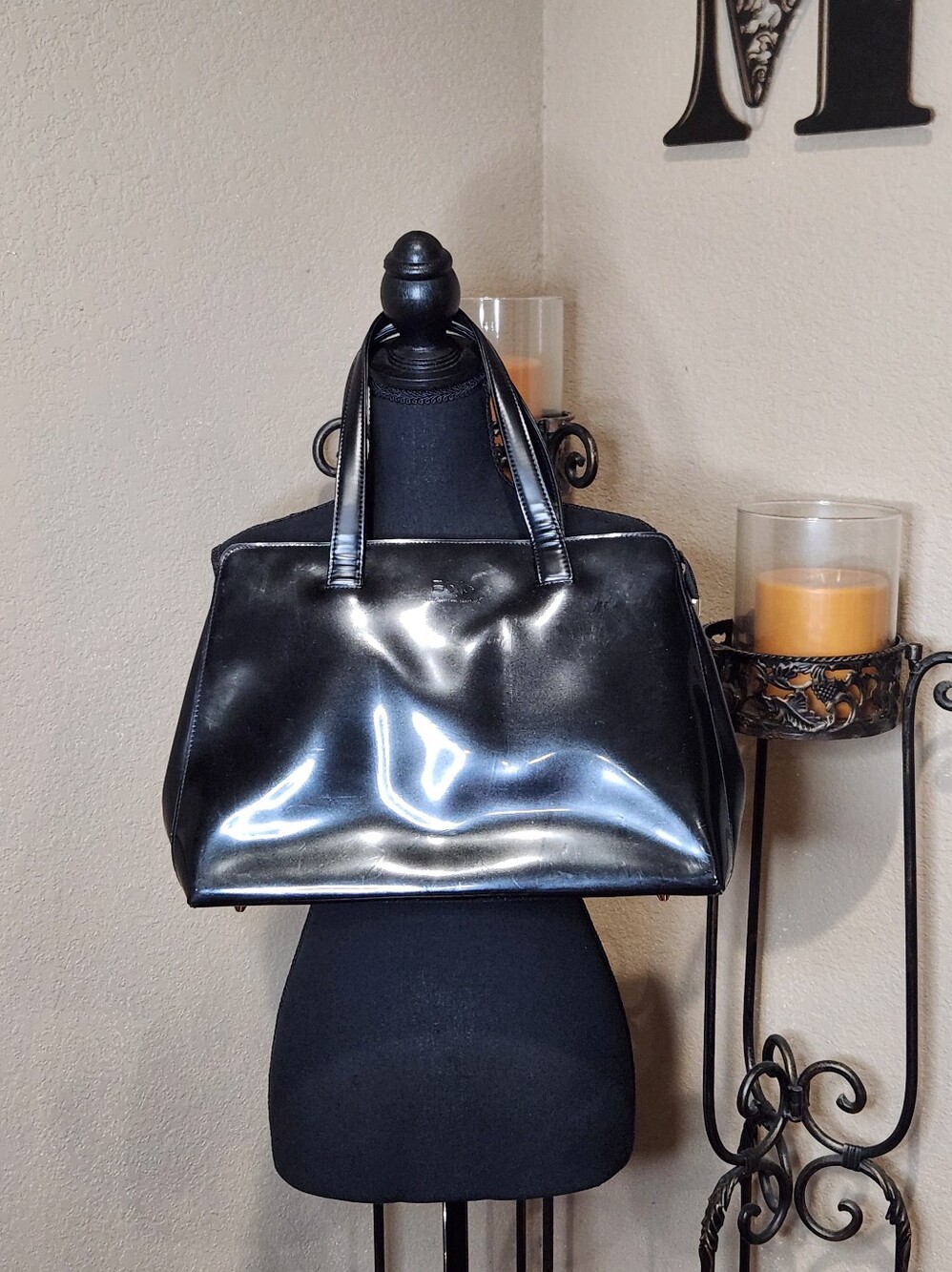 Beijo Black Patent Leather Satchel